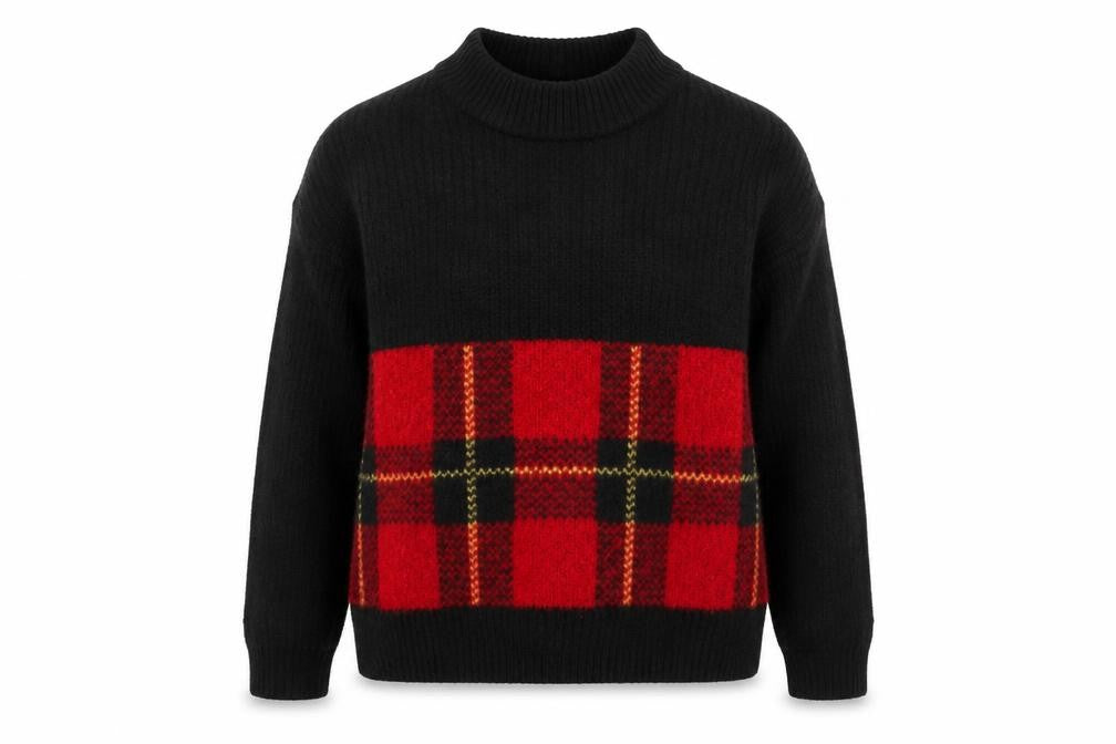 Select Girls Black   Pullover Jumper Size 9 Years  - tartan detail
