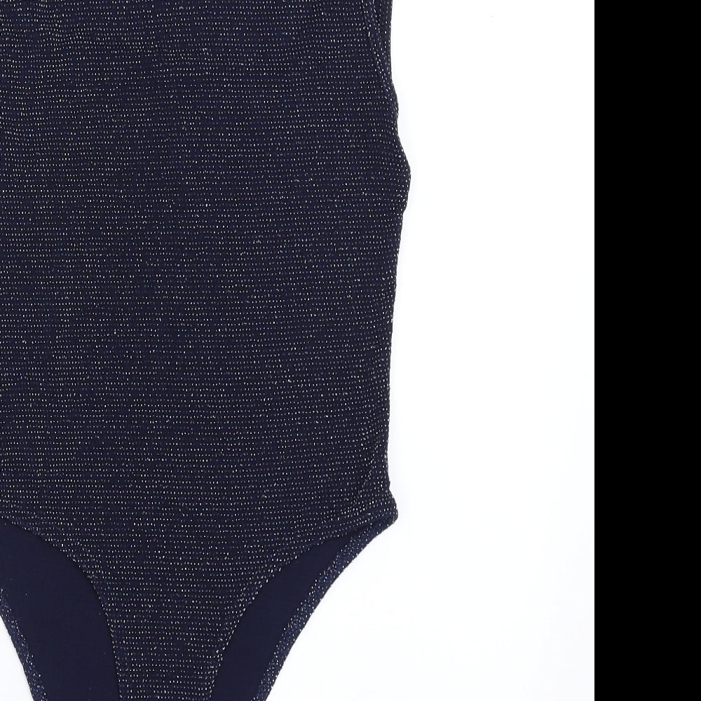 Boohoo Womens Blue   Bodysuit One-Piece Size 12  - glittery