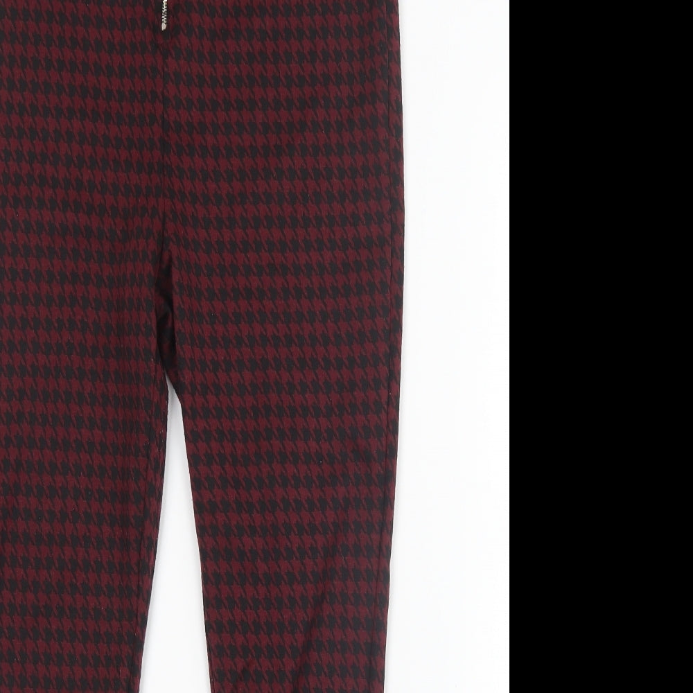 Select Womens Red Houndstooth  Trousers  Size 12 L26 in