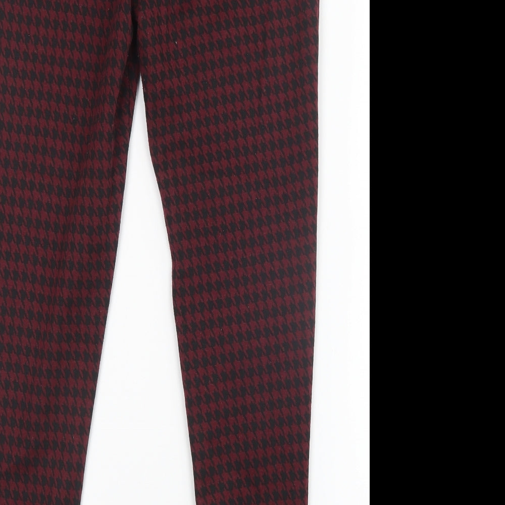 Select Womens Red Houndstooth  Trousers  Size 12 L26 in