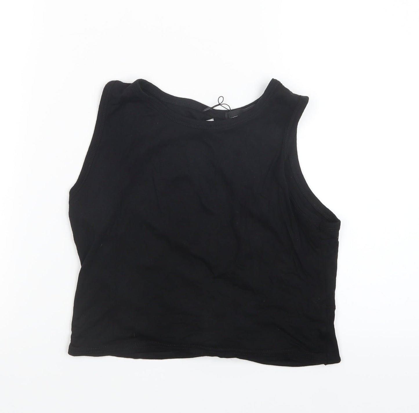 PRETTYLITTLETHING Womens Black   Cropped T-Shirt Size 6
