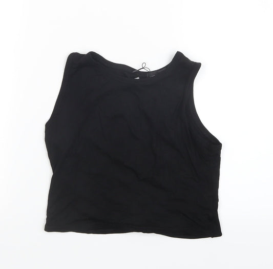PRETTYLITTLETHING Womens Black   Cropped T-Shirt Size 6