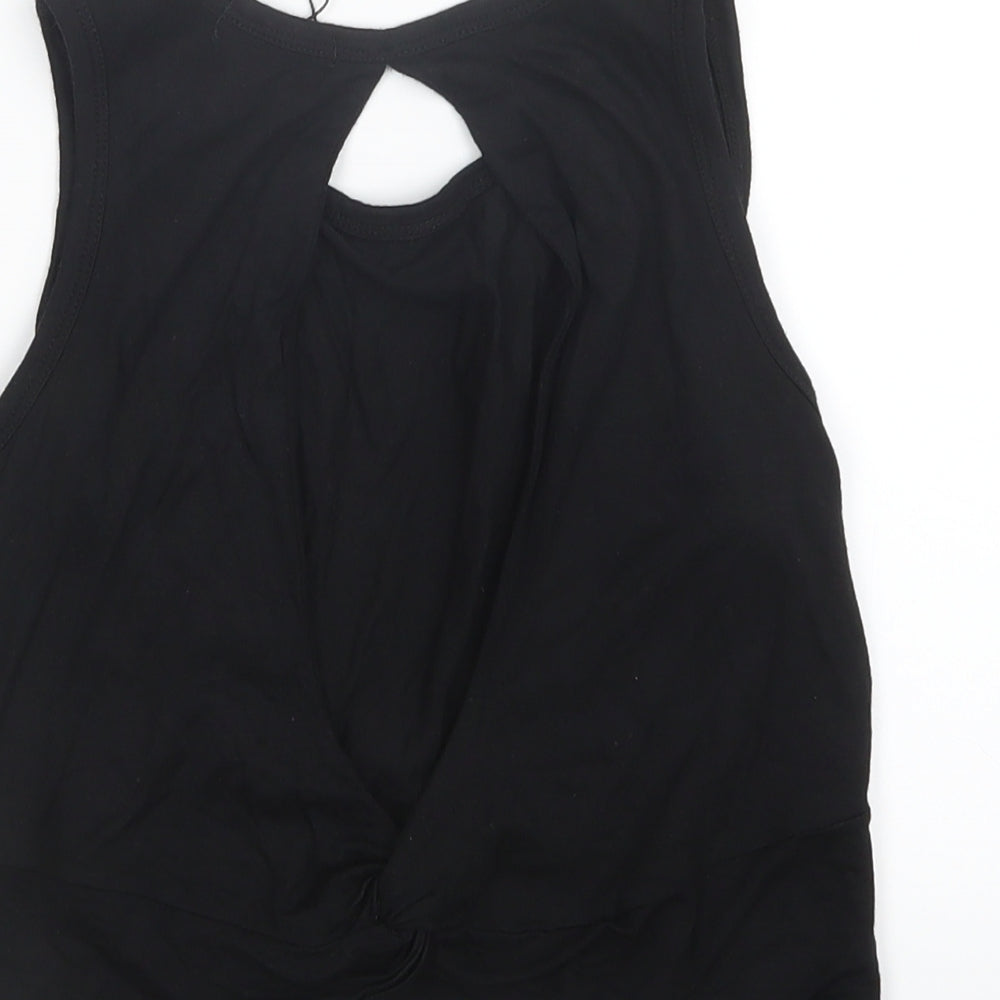 PRETTYLITTLETHING Womens Black   Cropped T-Shirt Size 6