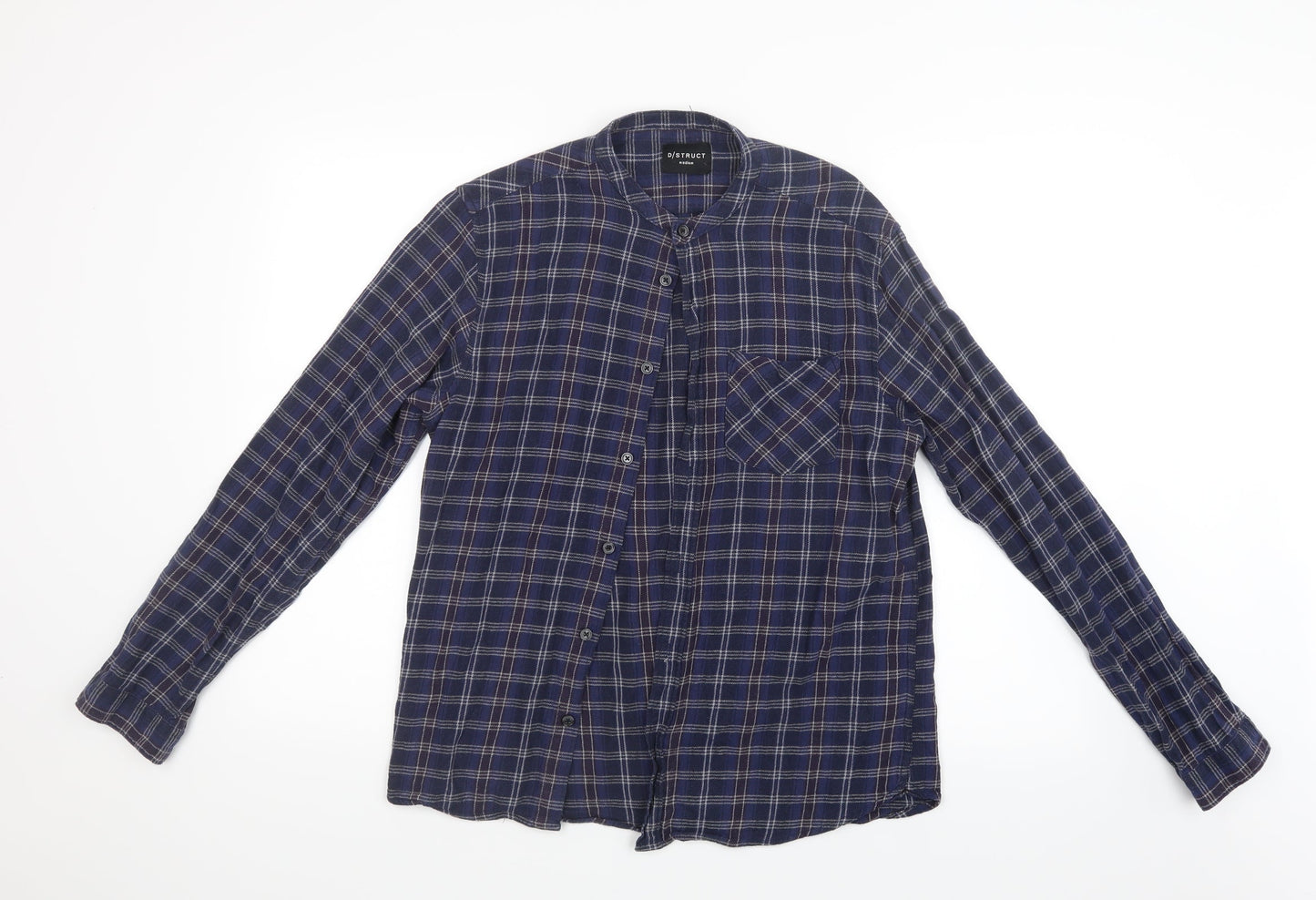 D/STRUCT Mens Blue Check   Button-Up Size M