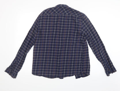 D/STRUCT Mens Blue Check   Button-Up Size M