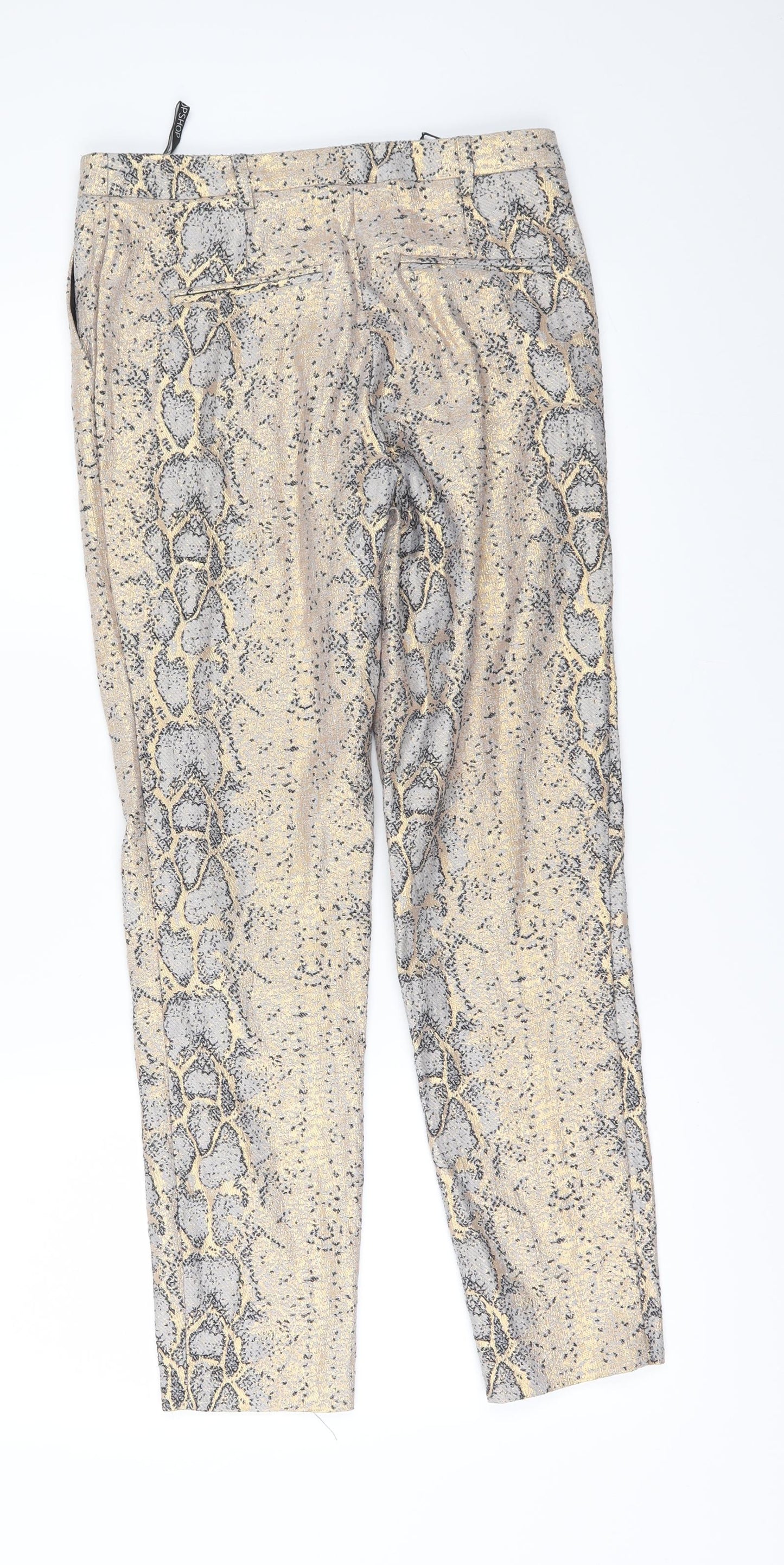Topshop Womens Gold Animal Print  Trousers  Size 6 L26 in