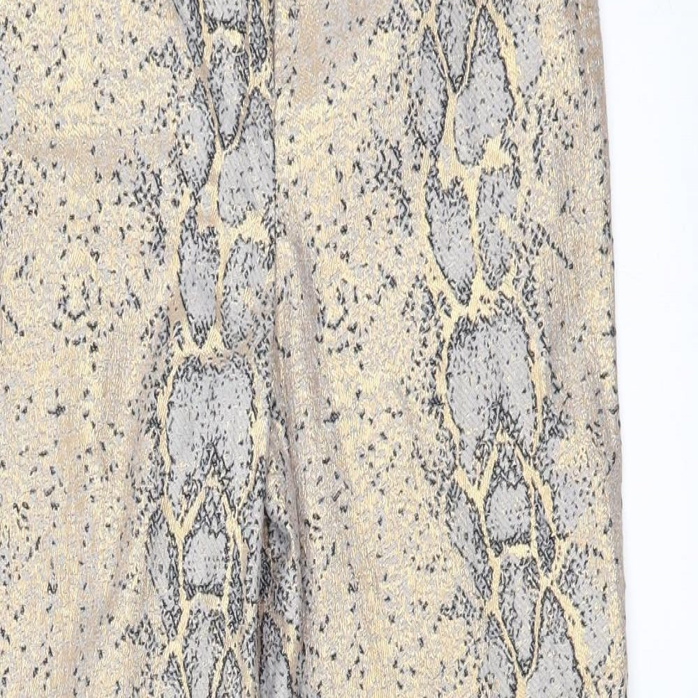 Topshop Womens Gold Animal Print  Trousers  Size 6 L26 in