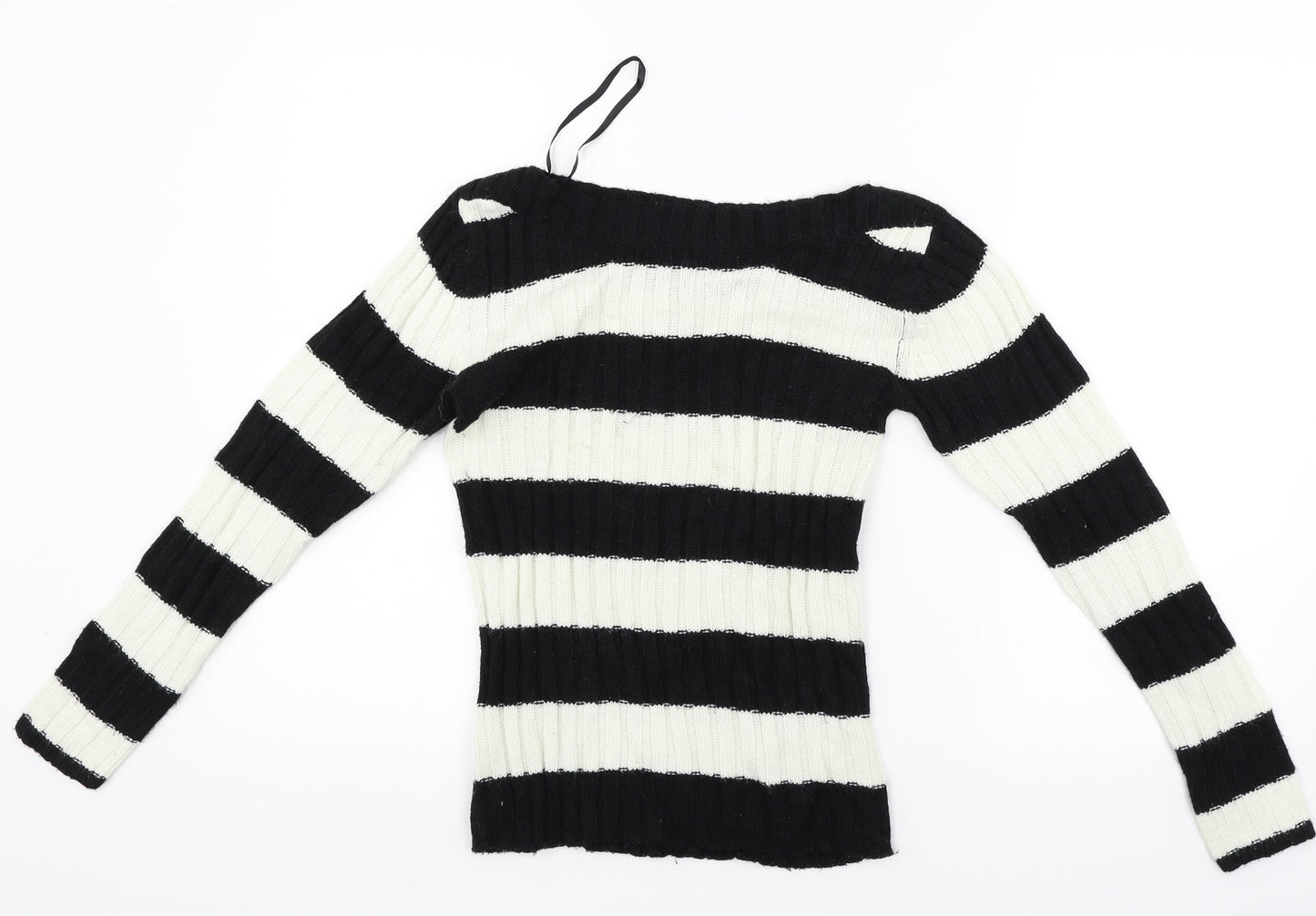 Phillip russel Womens White Striped  Pullover Jumper Size S