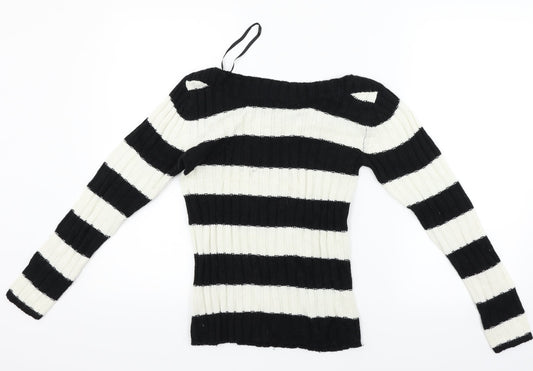 Phillip russel Womens White Striped  Pullover Jumper Size S