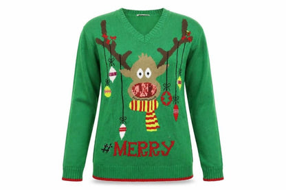 daisy shopper Womens Green   Pullover Jumper Size M  - Merry Christmas