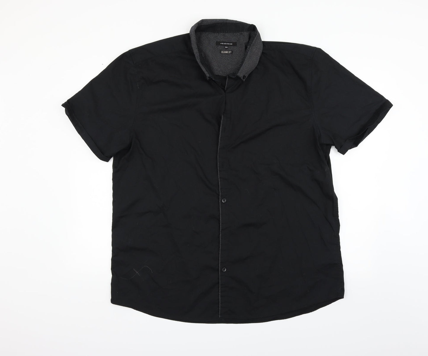 Peacocks Mens Black    Button-Up Size 2XL