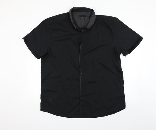 Peacocks Mens Black    Button-Up Size 2XL