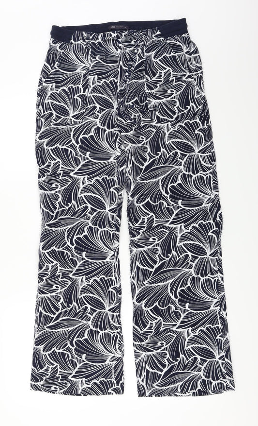 Marks and Spencer  Womens Blue Floral  Trousers  Size 10 L27 in
