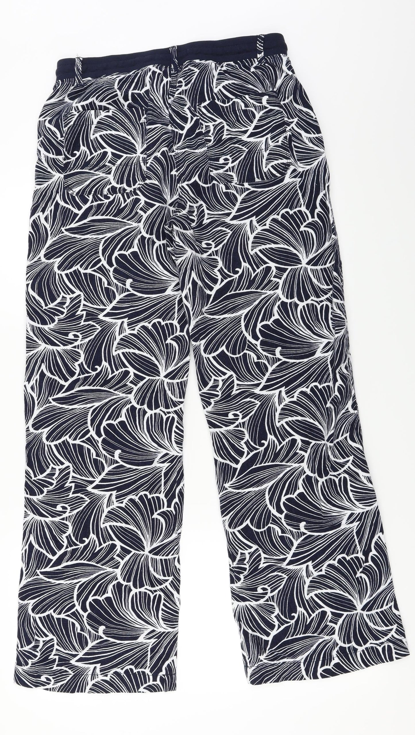 Marks and Spencer  Womens Blue Floral  Trousers  Size 10 L27 in