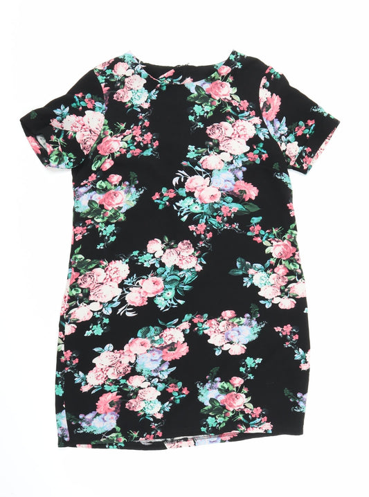 Poppy Lux Womens Black Floral  Sheath  Size 14