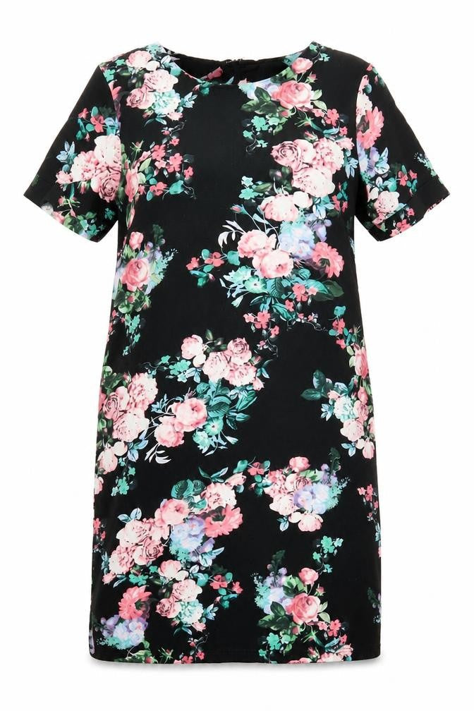 Poppy Lux Womens Black Floral  Sheath  Size 14