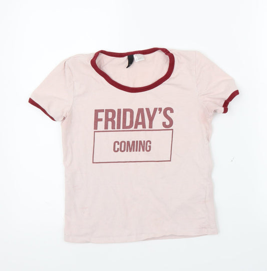 H&M Womens Pink   Ringer T-Shirt Size S