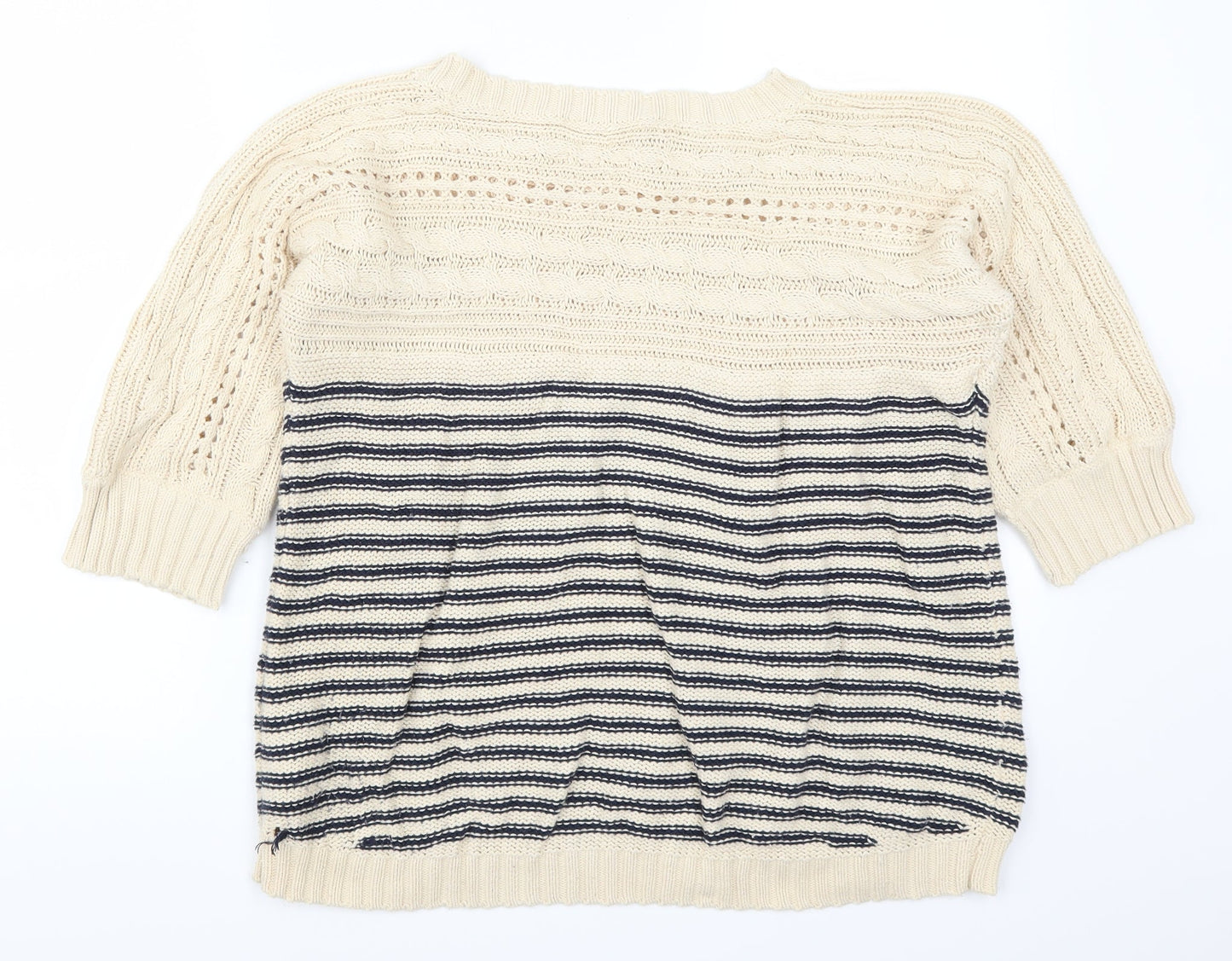 Oasis Womens Beige Striped  Pullover Jumper Size L