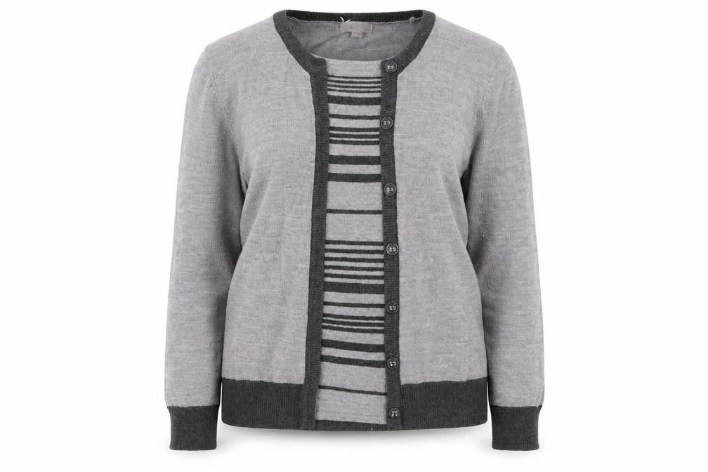 Ann Marie Womens Grey Striped  Pullover Jumper Size S