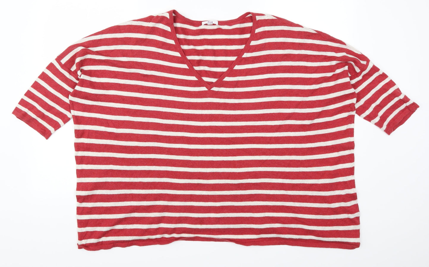 Fig Womens Red Striped  Pullover Jumper One Size