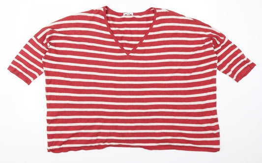 Fig Womens Red Striped  Pullover Jumper One Size