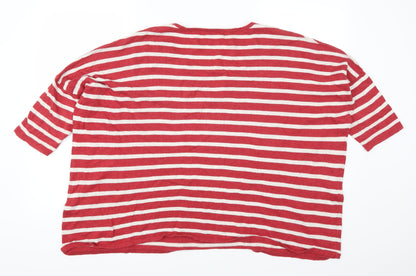 Preloved Fig Womens Red Striped  Pullover Jumper One Size - Back