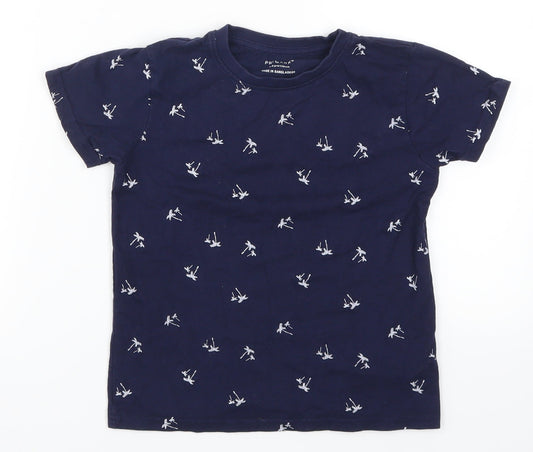 Primark Boys Blue   Basic T-Shirt Size 5-6 Years  - Palm Leaves