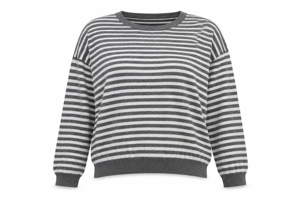 Topshop Womens Grey Striped Knit Pullover Jumper Size 8