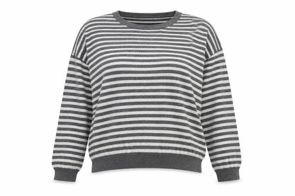 Topshop Womens Grey Striped Knit Pullover Jumper Size 8