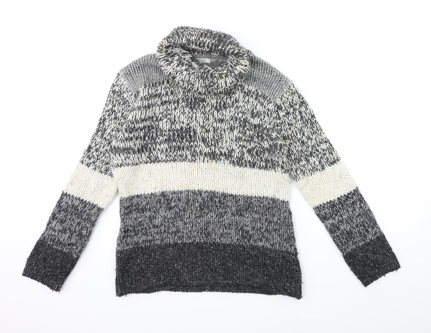 Platinum Womens Grey Striped Knit Pullover Jumper Size S