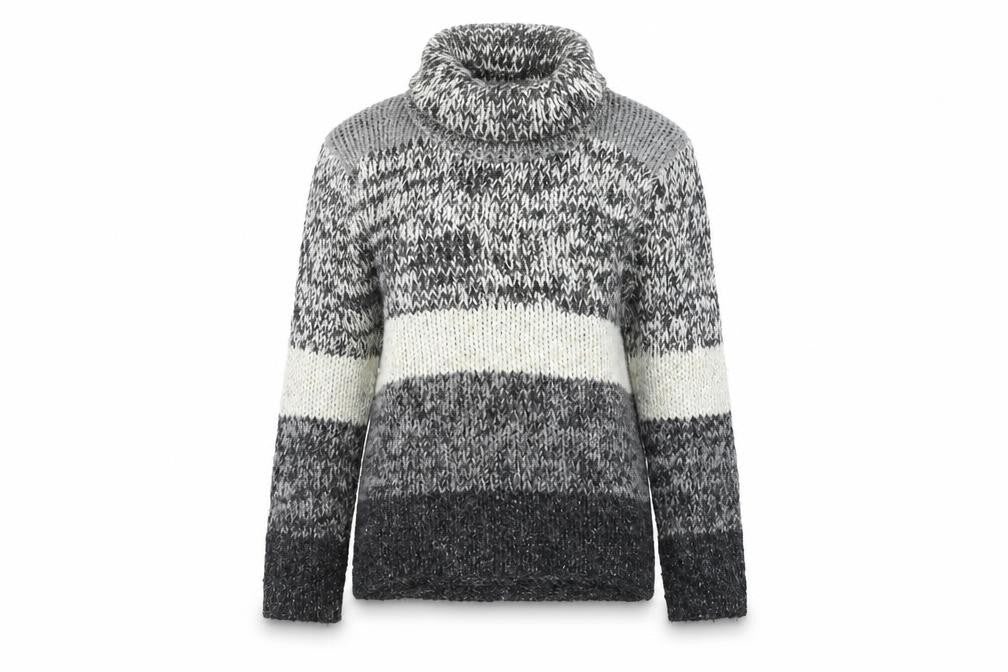 Platinum Womens Grey Striped Knit Pullover Jumper Size S