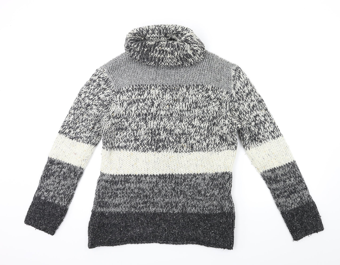 Platinum Womens Grey Striped Knit Pullover Jumper Size S