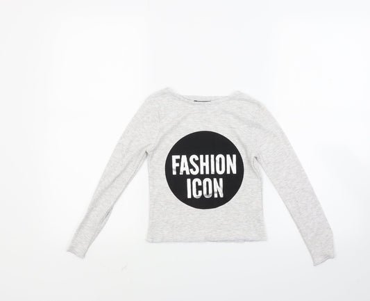 Primark Girls Grey   Pullover Sweatshirt Size 7-8 Years  - Fashion Icon