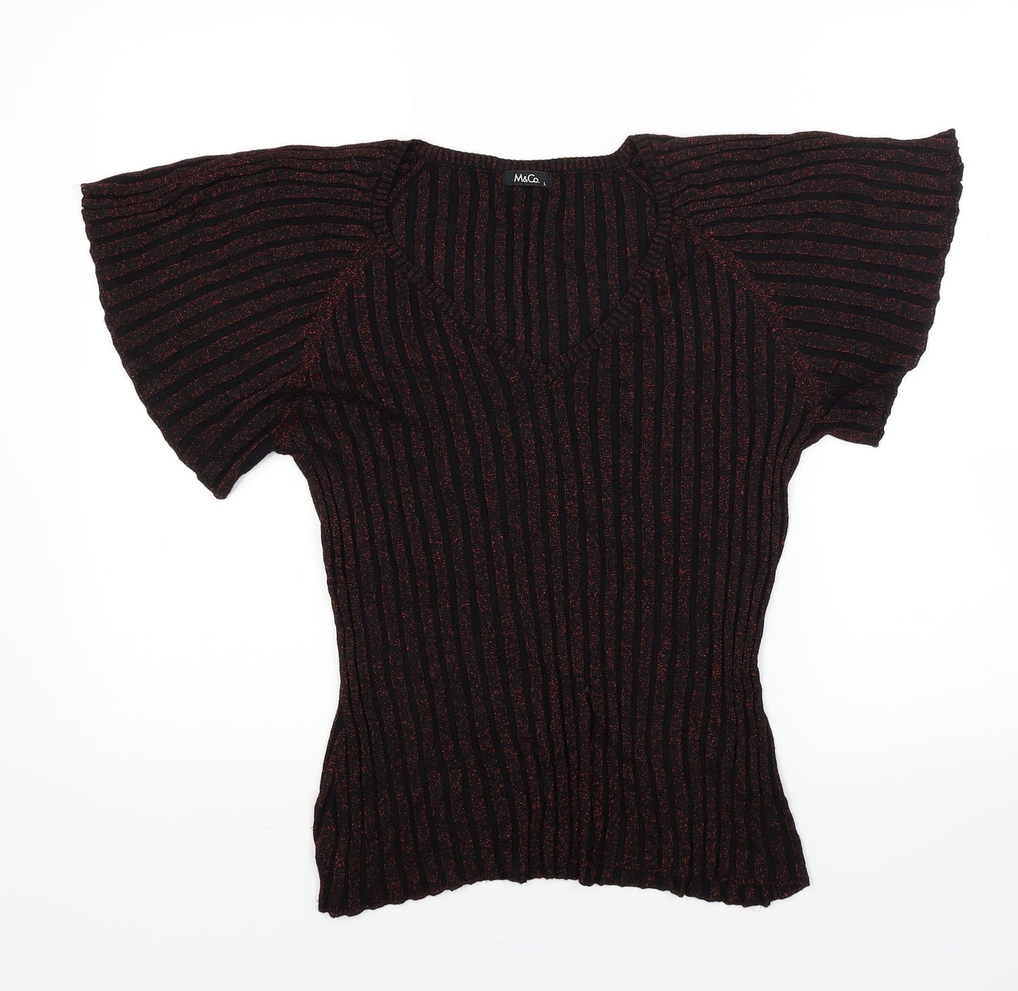 M&Co Womens Black   Jersey Blouse Size L