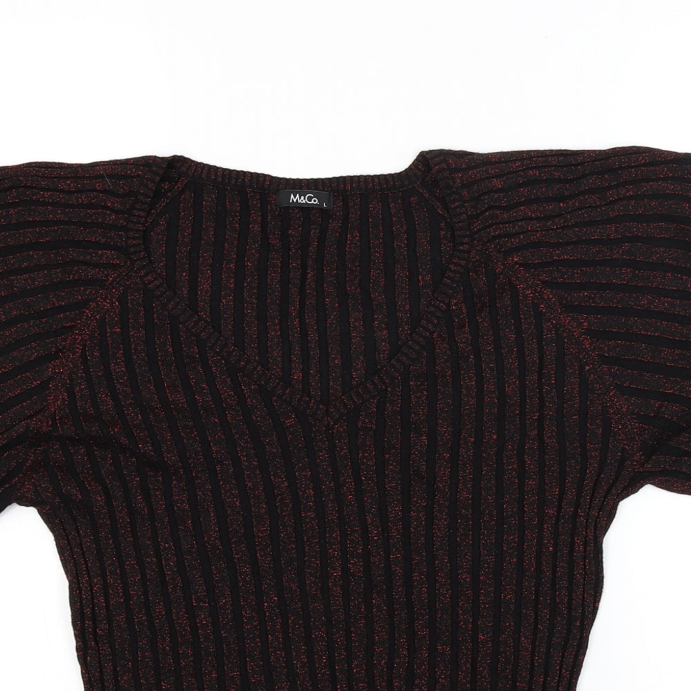 M&Co Womens Black   Jersey Blouse Size L