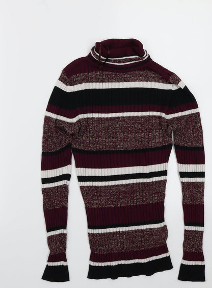 Preloved Brave Soul Womens Purple Striped  Pullover Jumper Size S - Front