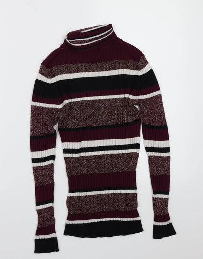 Preloved Brave Soul Womens Purple Striped  Pullover Jumper Size S - Back