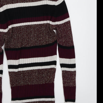 Preloved Brave Soul Womens Purple Striped  Pullover Jumper Size S - Label