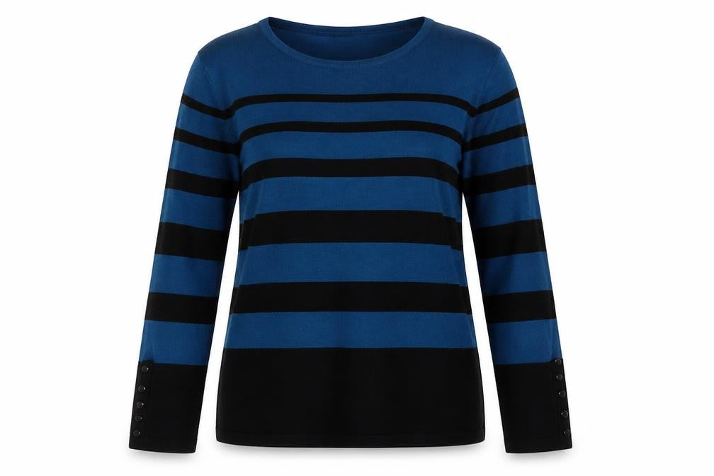 Just Elegance Womens Blue Striped  Pullover Jumper Size S