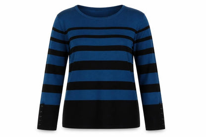 Just Elegance Womens Blue Striped  Pullover Jumper Size S