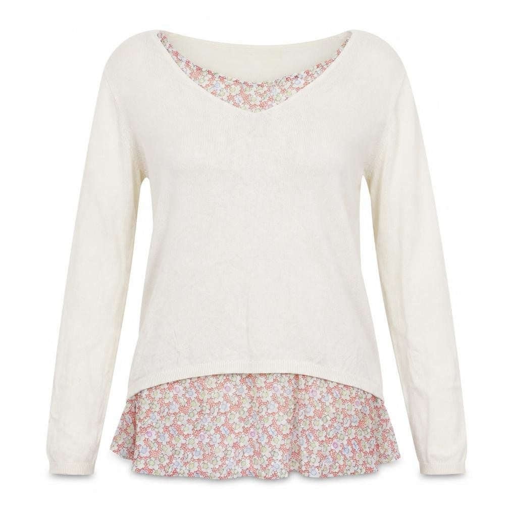 so sweet  Womens White Floral  Pullover Jumper Size L