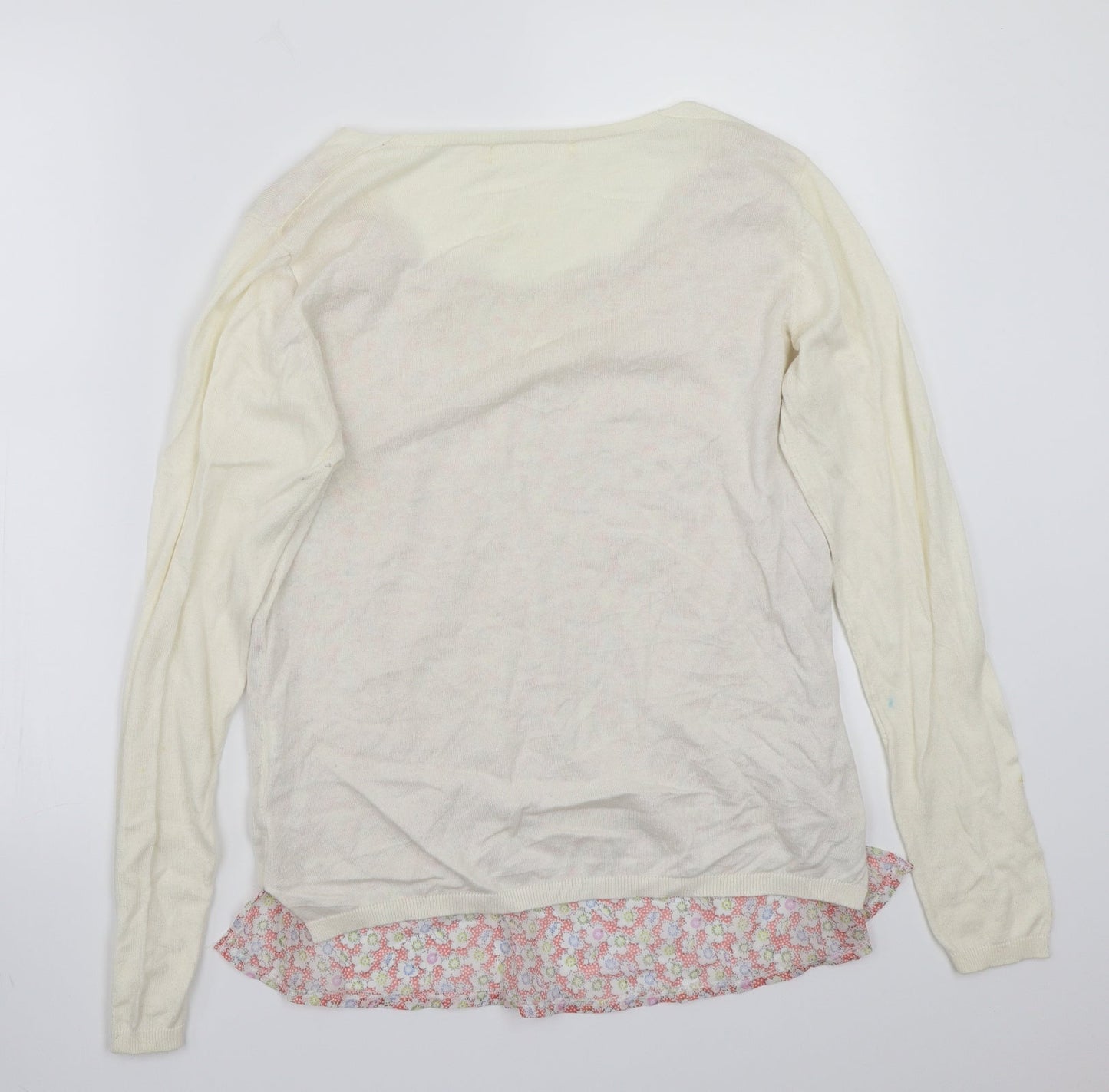 so sweet  Womens White Floral  Pullover Jumper Size L