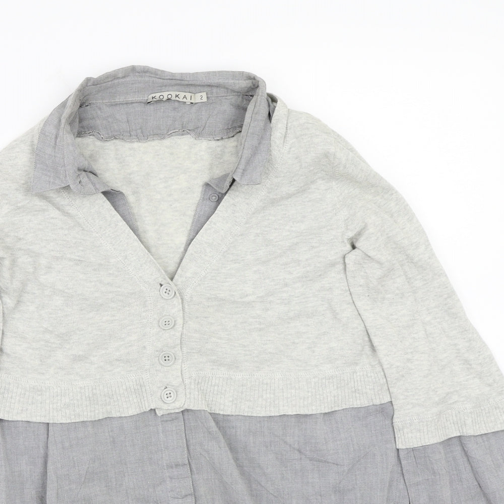 Kookai Womens Grey   Basic Button-Up Size 2