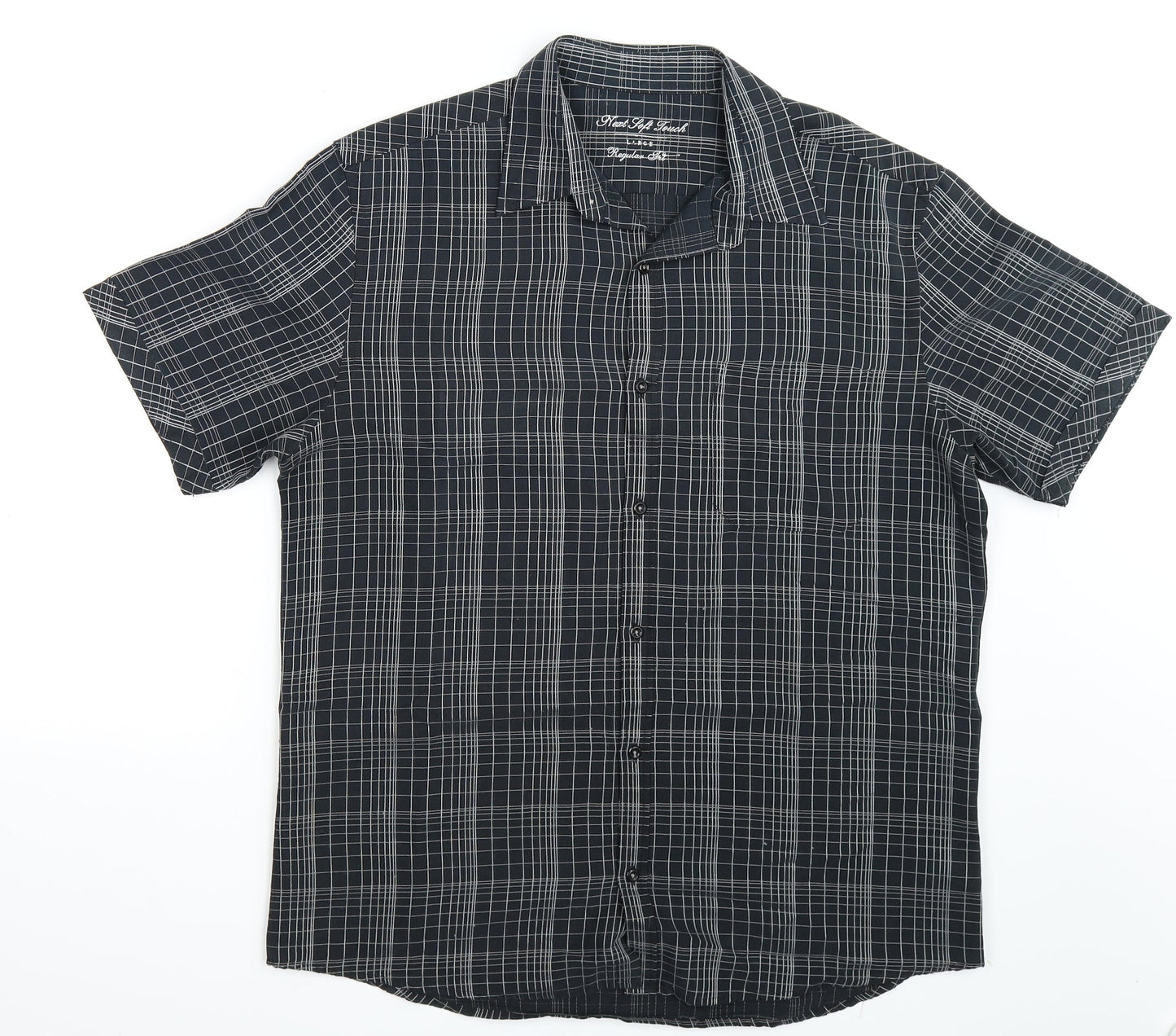 NEXT Mens Black Check   Button-Up Size L