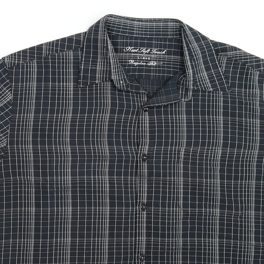 NEXT Mens Black Check   Button-Up Size L
