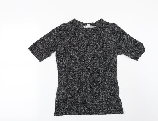 H&M Womens Black Geometric  Basic T-Shirt Size S