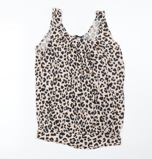 Very Womens Beige Animal Print  Basic Blouse Size 12