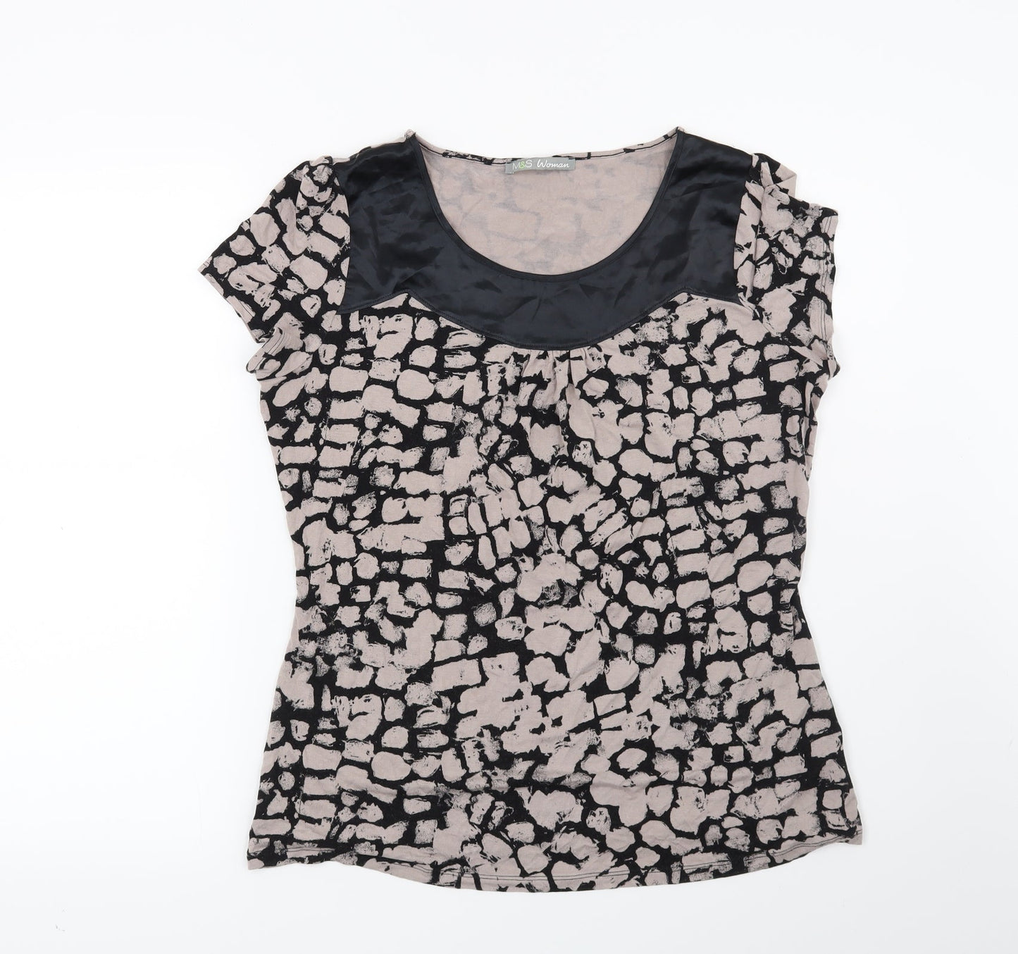Marks and Spencer Womens Brown Geometric  Basic Blouse Size 12