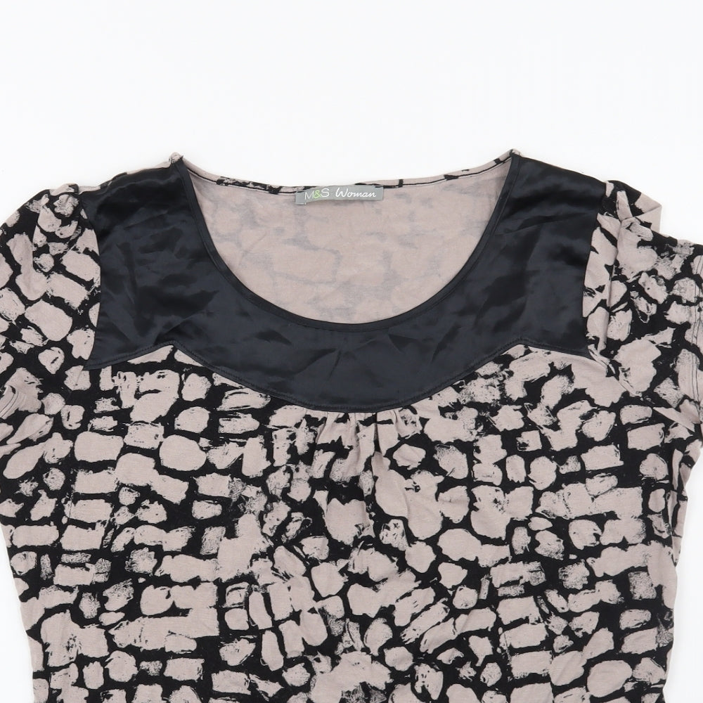 Marks and Spencer Womens Brown Geometric  Basic Blouse Size 12