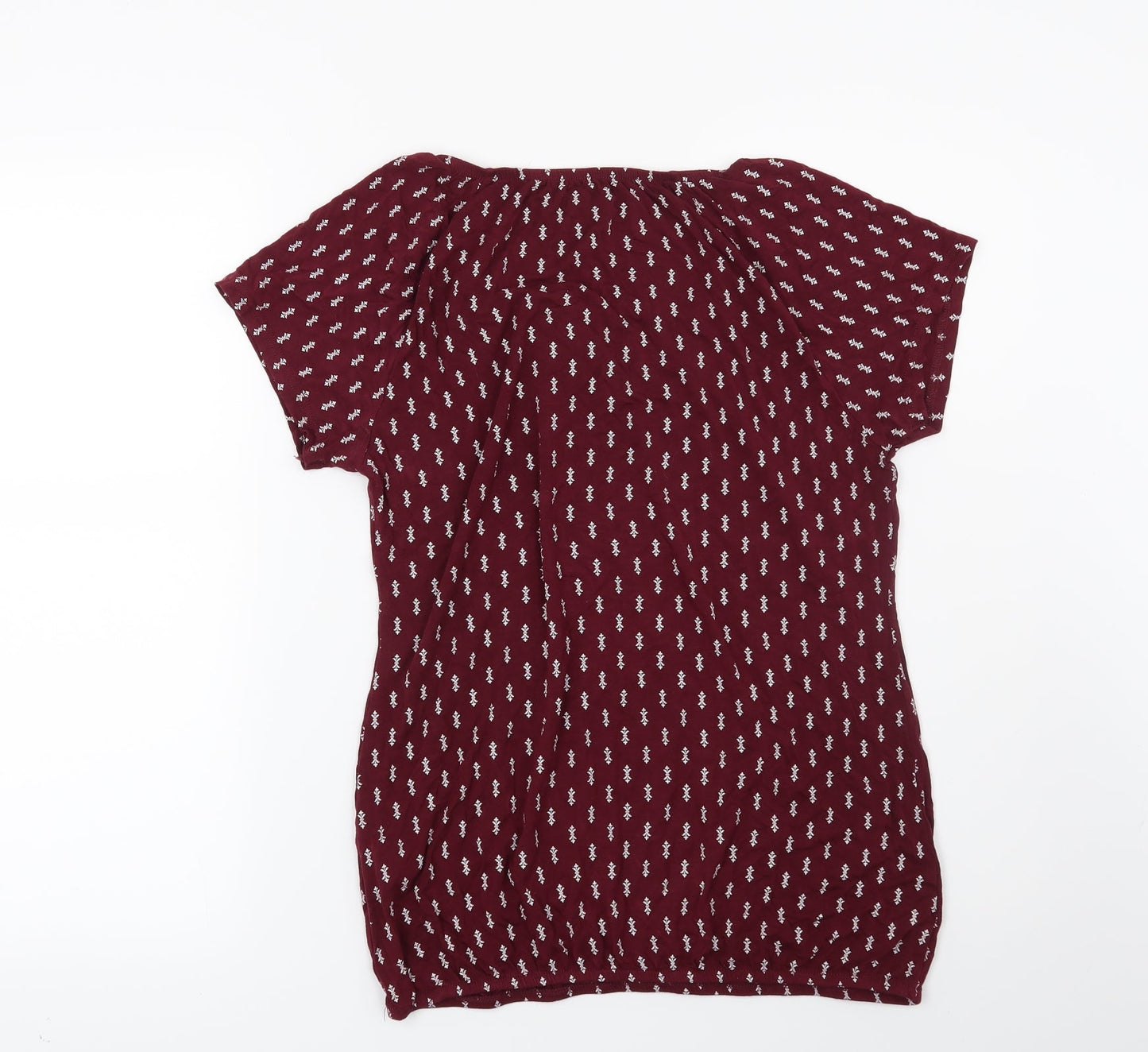 Vivance Womens Red Geometric  Basic Blouse Size 10